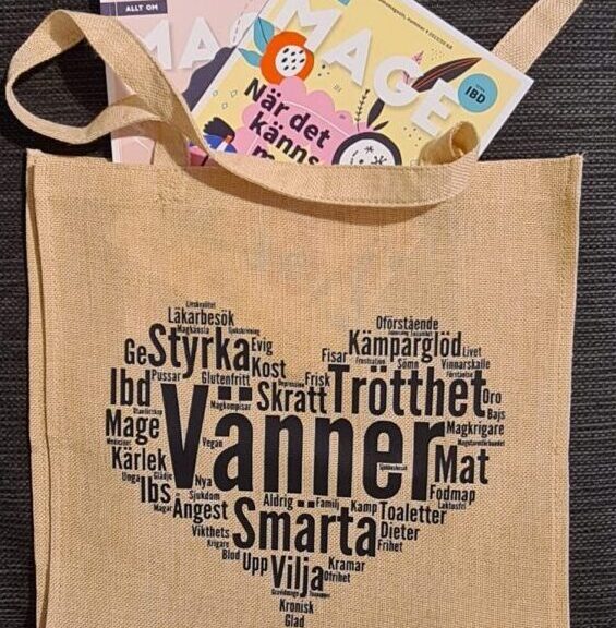 Bilden föreställer en tygkasse från Mag- och tarmförbundet